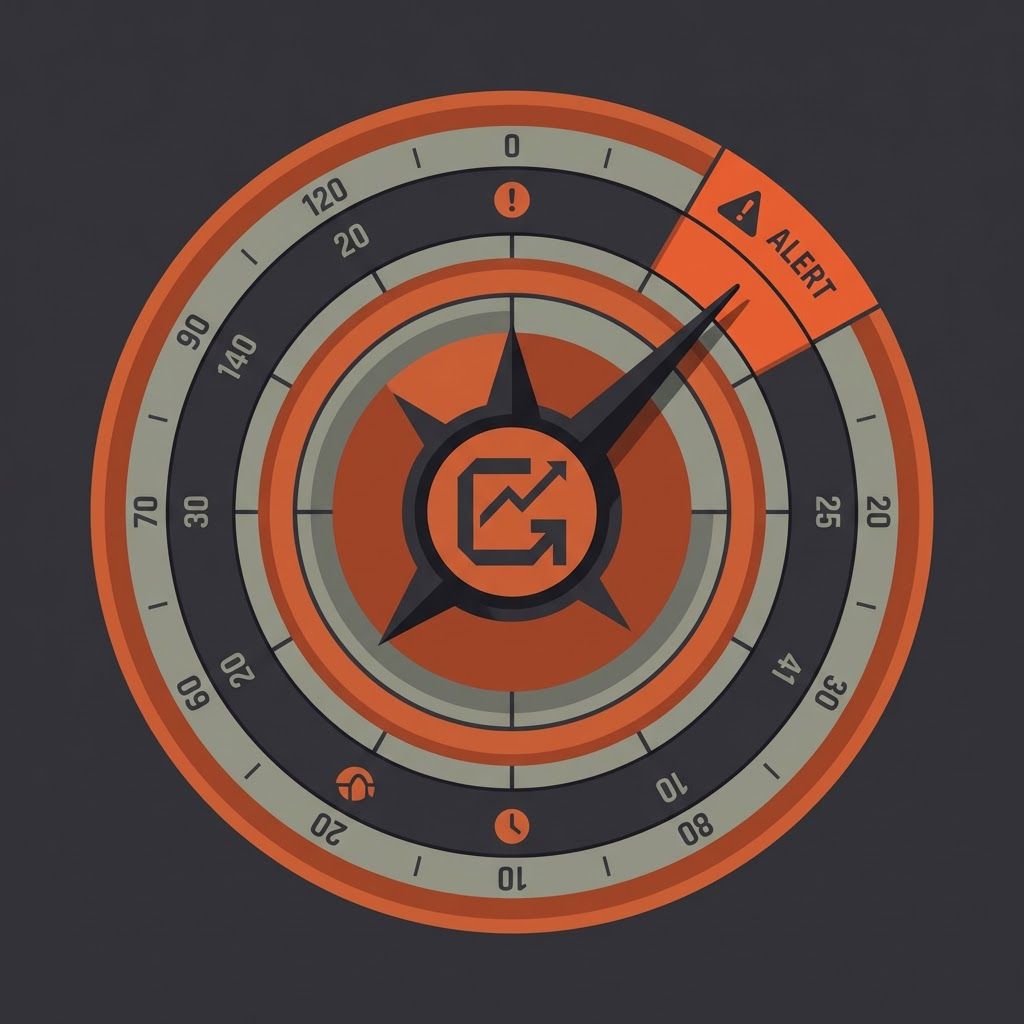 Dashboard panel grid displaying time-series graphs and heatmaps in warm orange tones