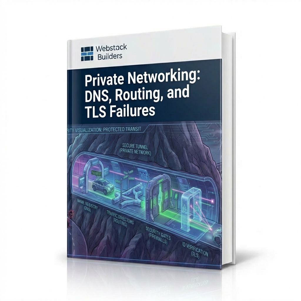 Secure tunnel through mountain with checkpoints for DNS, routing, firewalls, and TLS verification, contrasting with exposed open roads outside