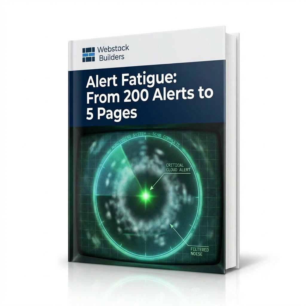 Radar screen showing single bright alert ping surrounded by faded noise halo, representing critical actionable cloud monitoring alert