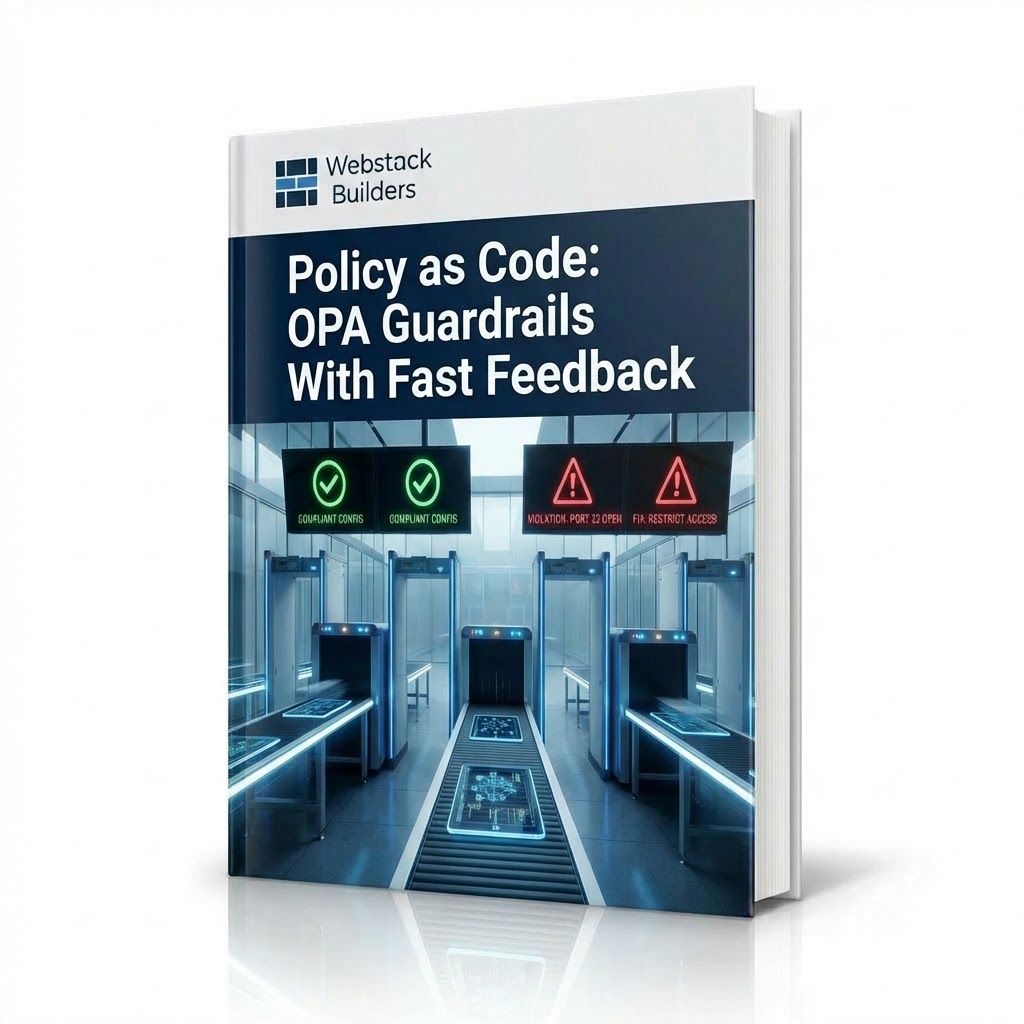 Automated security checkpoint scanning infrastructure configurations with green checkmarks for compliance and violation flags with fix suggestions