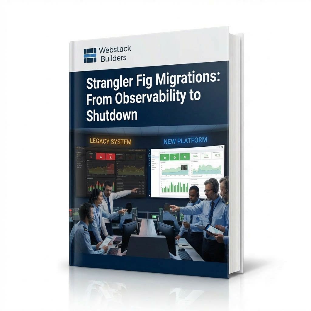 Control room with side-by-side monitors comparing legacy and new system dashboard metrics for migration validation