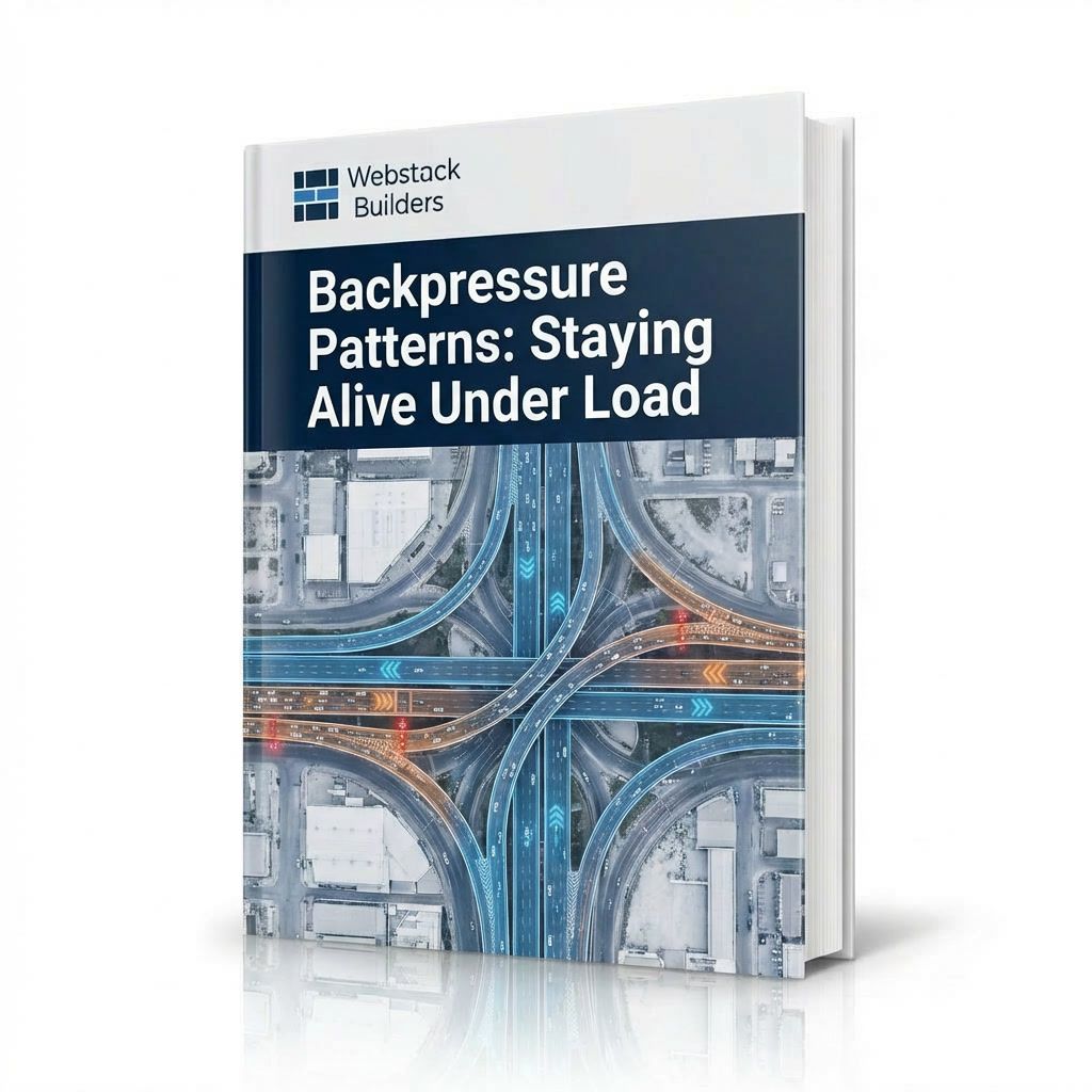 Highway interchange with traffic signals and metering lights managing flow, showing smooth lanes and redirected overflow traffic under heavy load