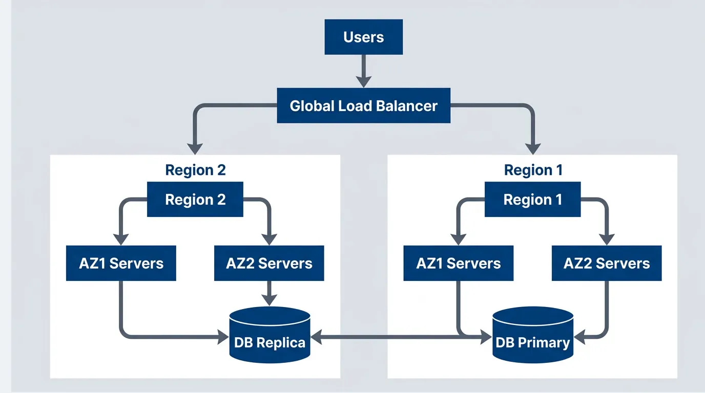 Four-nines architecture with multi-region deployment