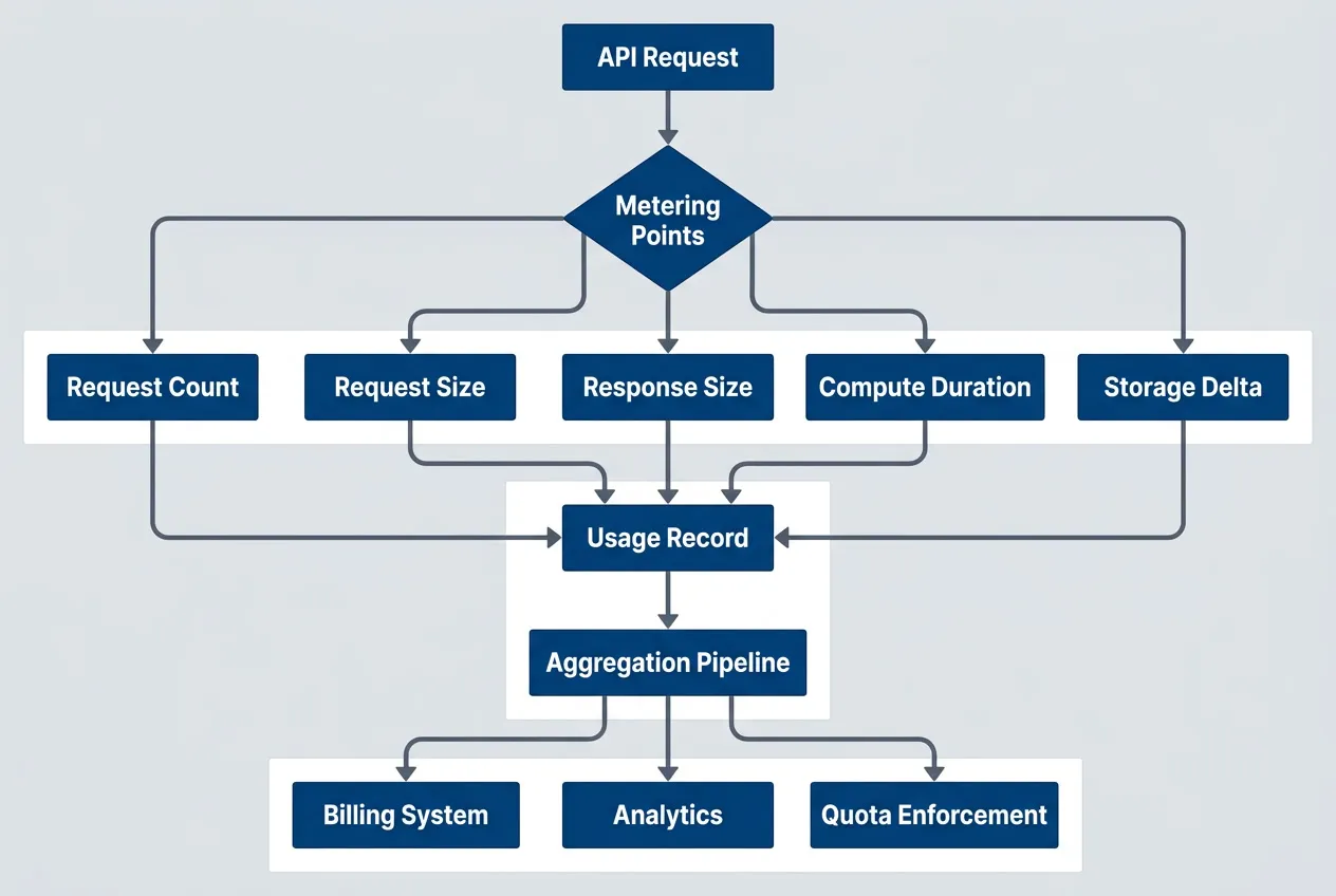 Metering data flow from API request to billing and enforcement systems
