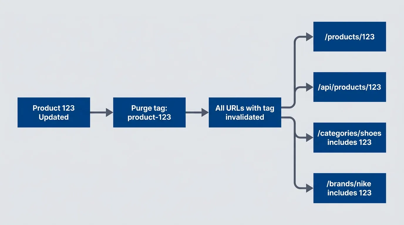 Tag-based purging invalidating all related content